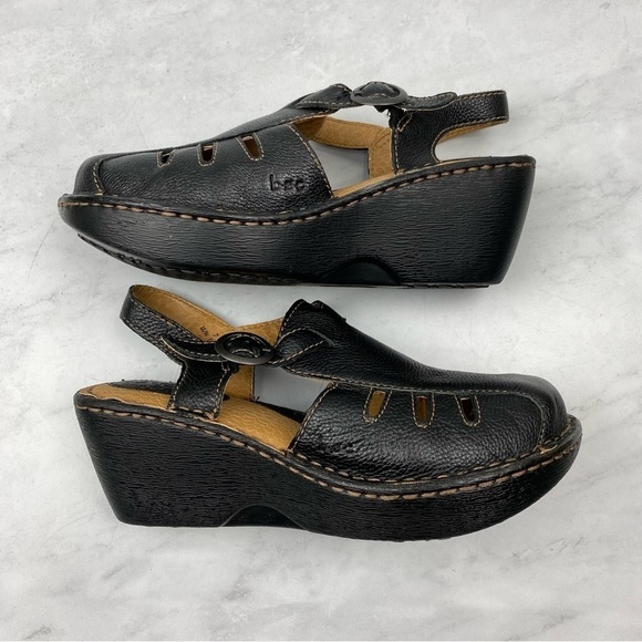 B.O.C. Born Concept Slingback Wedge Wedges Black Sandals Summer Shoes Size 7 - Picture 6 of 8